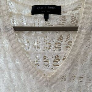 Rag & Bone Ivory Lace V-Neck open weave sweater
